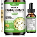 Liquid Magnesio Glycinate Supplemento 1000mg, Citrato di Magnesio Calma, Gocce di Taurate con Omega 3, Zinco, Ashwagandha, L-teanina, Camomilla per il sonno, Mood, Rilievo di Stress, Bone, Muscolo, Aroma di limone