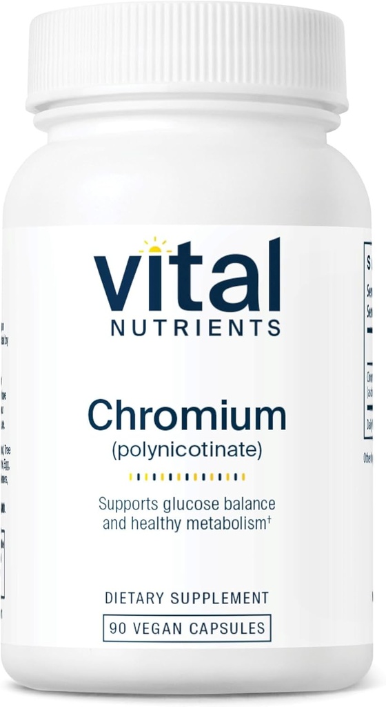Vital Nutrients Chromium Polynicotinate 200mcg | Integratori di cromo per il metabolismo sano del grasso e del carboidrato | Supplemento di manutenzione del colesterolo | Glutine, latticini, soia Free | Non-GMO | 90 capsule