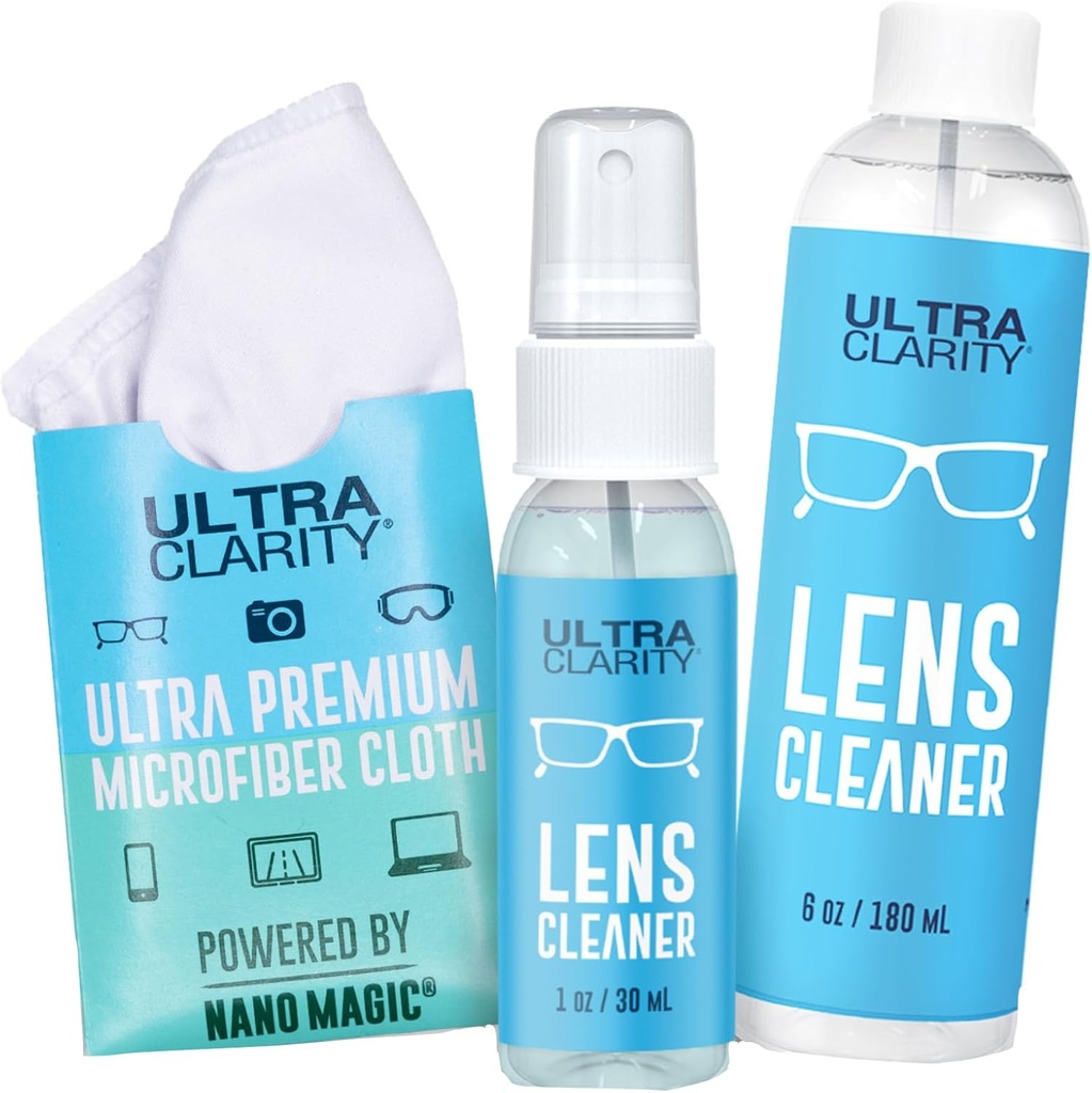 Alimentato da Nano Magic Eyeglass Lens Cleaning Spray 7oz Value Pack | 1oz Spray, 6oz Refill, Microfibra Cloth | per occhiali, telefono, schermi elettronici, superfici ottiche, superfici rivestite