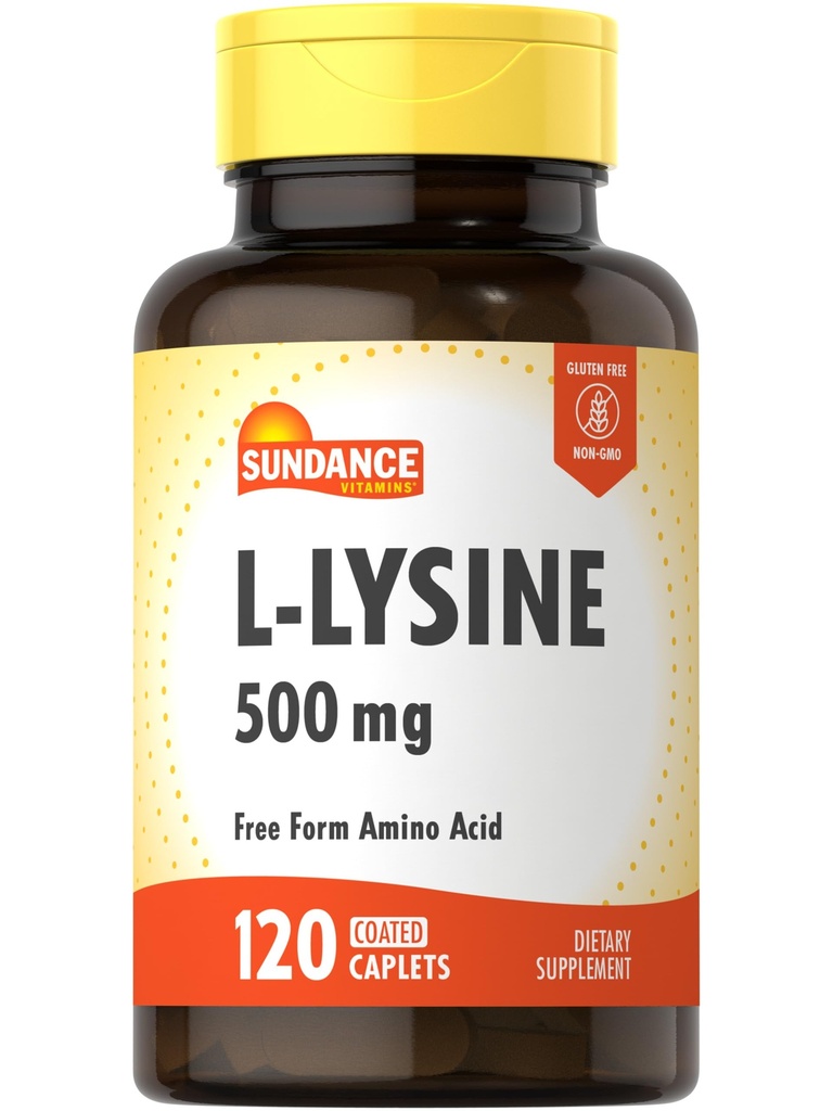 Sundance L-Lysine 500mg | 120 Caplets | Aminoacido Free Form | Vegetariano, Non OGM e Gluten Supplemento gratuito