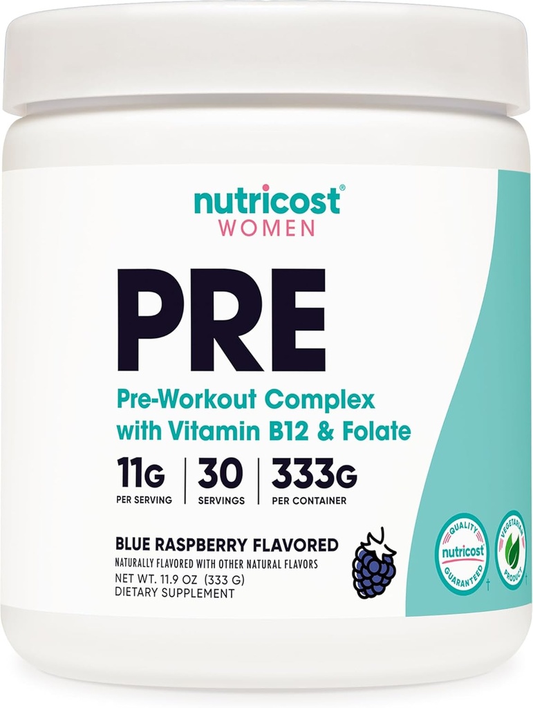 Polvere pre-allenamento Nutricost per le donne, lampone blu, 30 porzioni