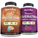 Nutrivein Premium Magnesio L-Threonate & Resveratrolo Supplemento Bundle: Alto assorbimento Magnesio Threonate e capsule di resveratrolo per la riparazione, difese, & Vitality