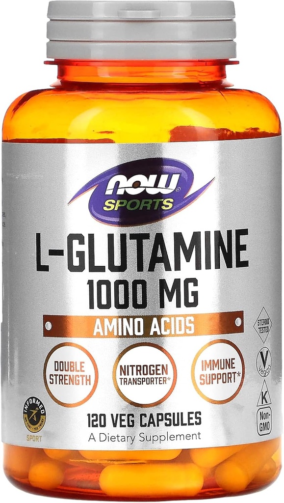NOW Foods Sports, L-Glutamina, 1.000 mg, 120 capsule di veg