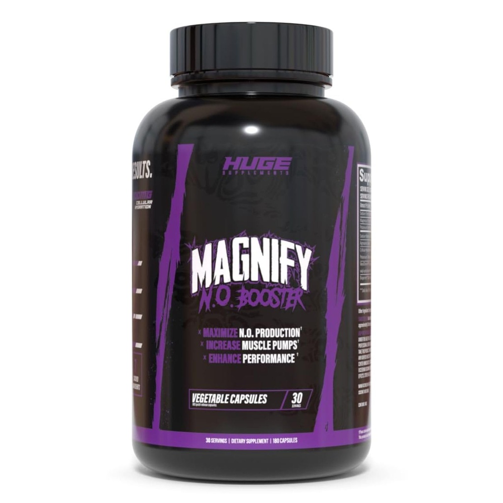 Integratori enormi Magnifica pompa Pills & Nitric Oxide Booster, Migliorare le pompe muscolari, Piena & Vasularità, Scienza-Backed ingredienti - NO3-T Nitrati, Agmatine Sulfate, VasoDrive-AP (180 capsule)