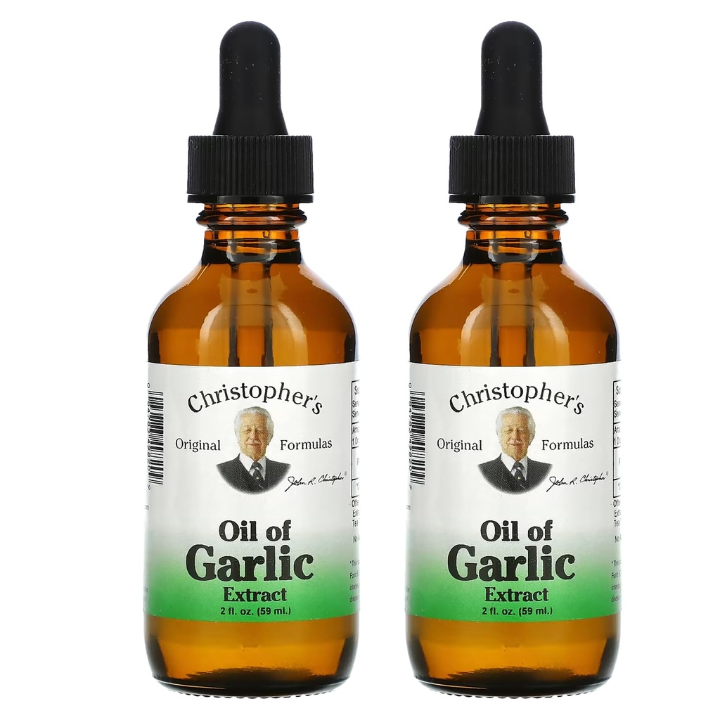 Olio originale delle formule di Cristoforo di estratto di aglio 2 once - Confezione di 2 - Supplemento di erbe Premium - Olio di aglio liquido freddo e puro | Uso versatile