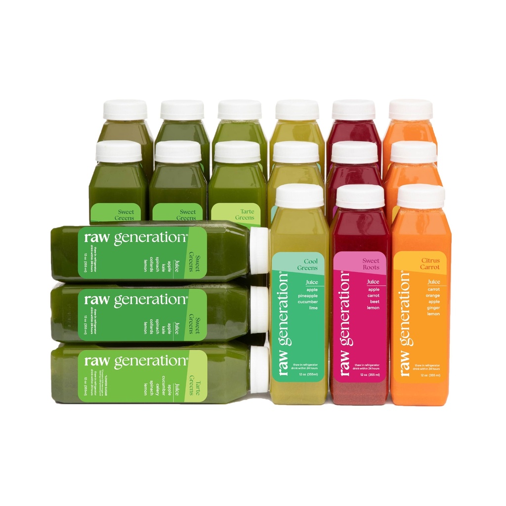 Raw Generation Skinny Cleanse – Pulire il succo di 3 giorni per la perdita di peso, Detox, Bloating ridotto & maggiore energia – 18 Succhi premuti a freddo per schiacciare Cravings & Reset Your Diet
