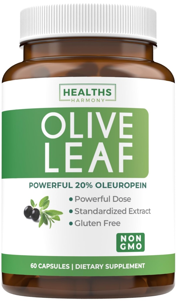 Estratto di foglie di oliva super resistenza - Vegan non OGM 750mg di estratto di oliva con 20% Oleuropein Antiossidante supplemento per la pelle immunità e il supporto di salute del cuore - Made in the USA (2 mesi di fornitura)