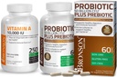 Bronson Probiotic 50 miliardi di CFU + Prebiotico con Apple Polyphenols & Anaapple Fruit Extract + Vitamina A 10.000 IU Premium Non OGM Formula