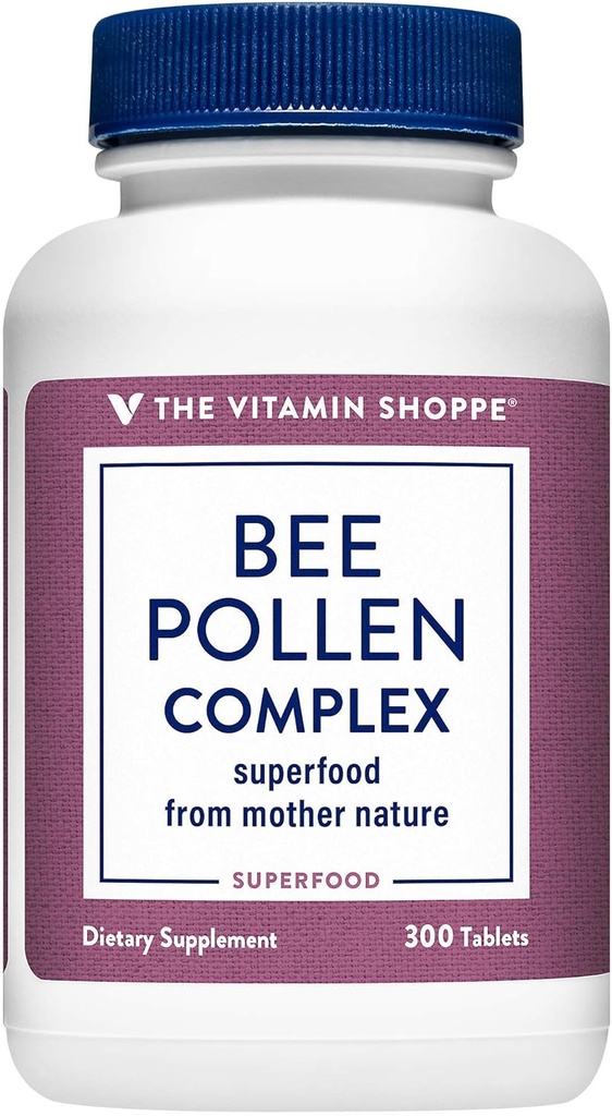 The Vitamin Shoppe Bee Pollen Complex 1.000MG, Superfood con Bee Propolis e Royal Jelly, Seasonal Immune System Support (300 compresse)