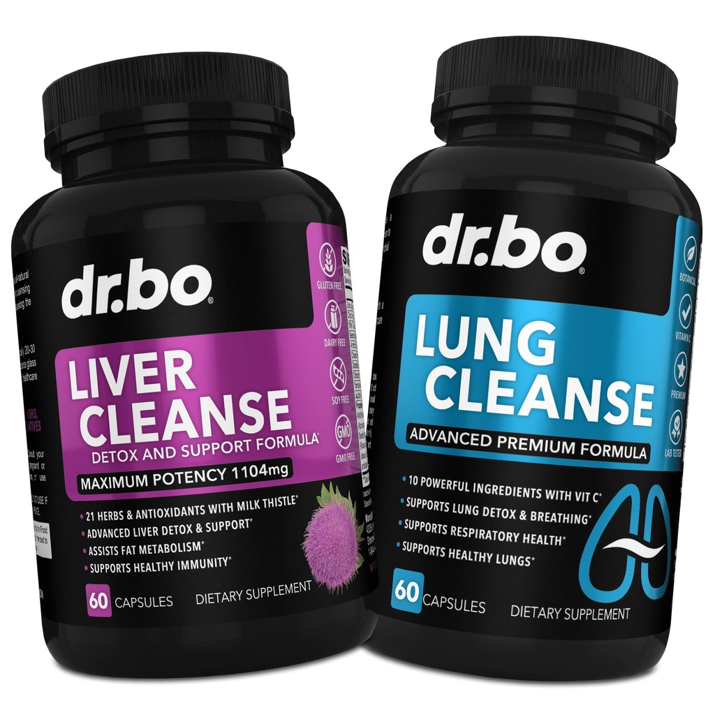 DR. BO Liver Cleanse & Lung Support Pills - Herbal Cleanser formule per sostenere la salute del fegato e polmonare