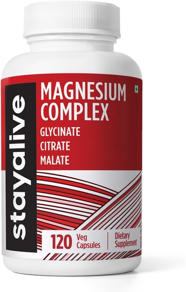 Supplemento complesso di magnesio 500mg, glicinato, citrato e polvere di malato, Magnesio ad alto assorbimento per le donne e gli uomini, 120 pillole, capsule non OGM e senza glutine