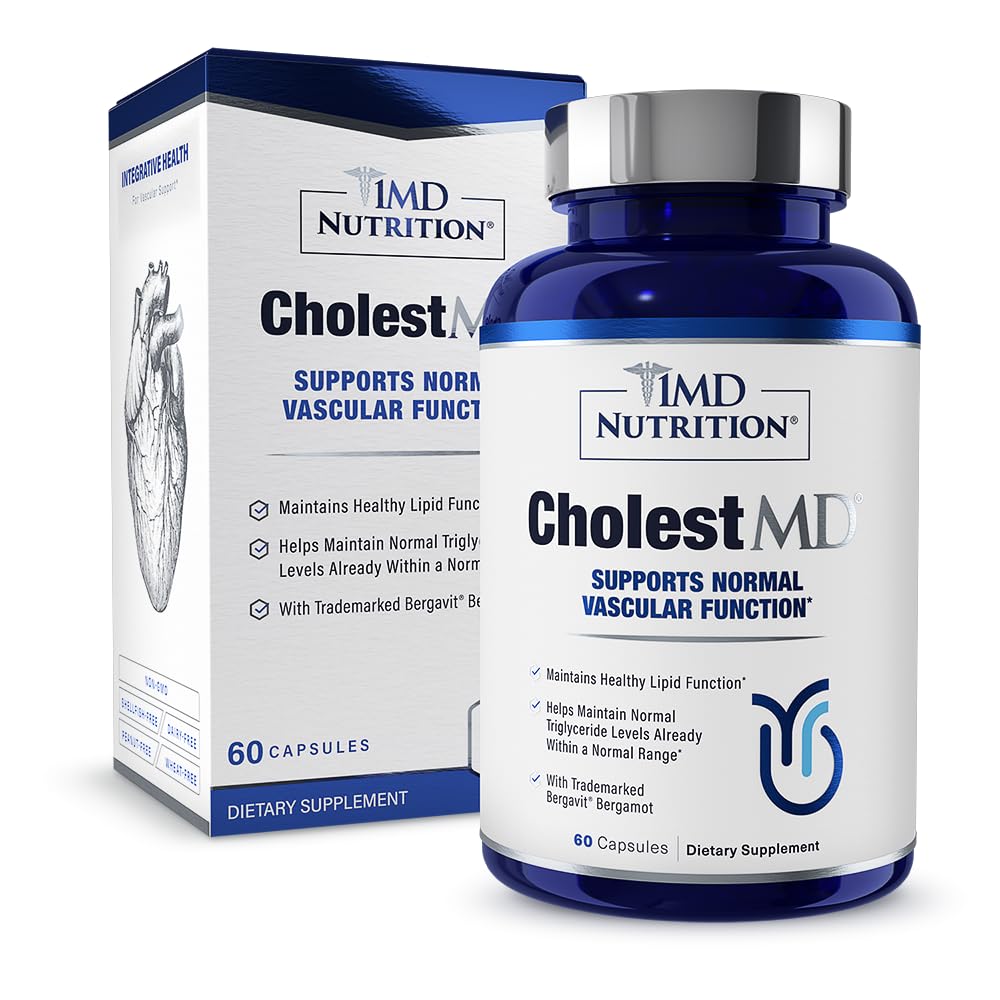 1MD Nutrition CholestMD con Estratto di foglie di oliva, Bergavit, Niacin, Aglio | 60 capsule