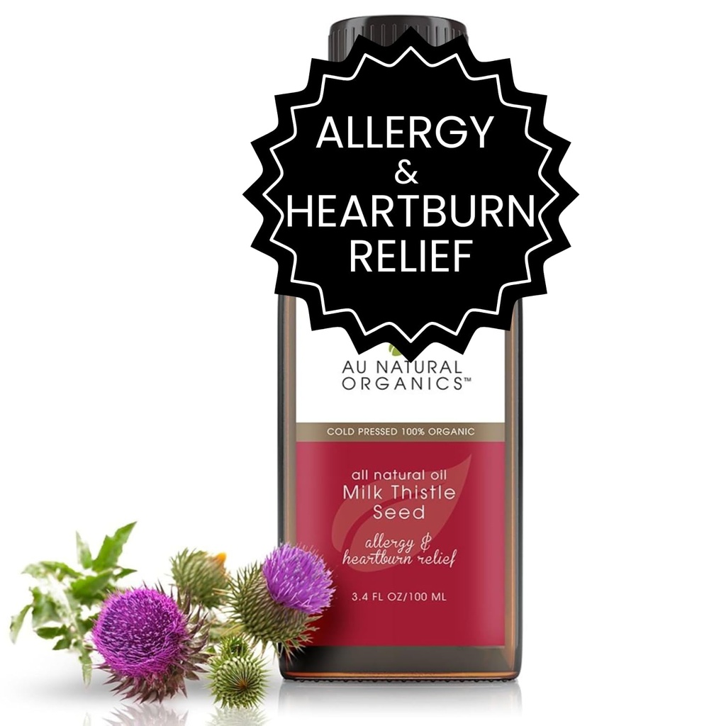 Au Natural Organics Latte Thistle Seed olio stampato a freddo Organico | Il latte supplemento di cardo per il sostegno del fegato, aumentare la salute immunitaria, la salute digestiva, la salute del seno, la salute della pelle e del cervello 3.4 fl oz