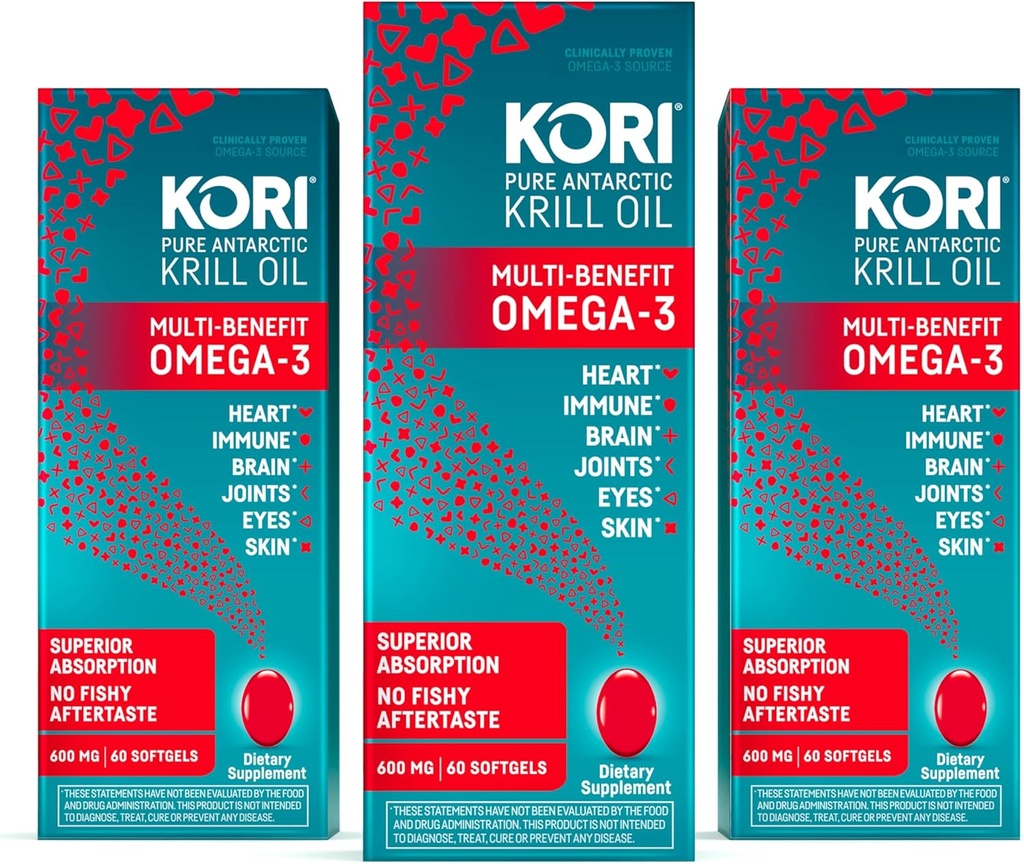 Kori Krill olio Omega 3 supplemento olio di assorbimento superiore, EPA & DHA, 600 mg, 180 Softgels
