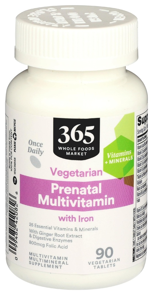 365 by Whole Foods Market, Prenatale Multivitaminico con Ferro, Vegetariano, 90 Conte