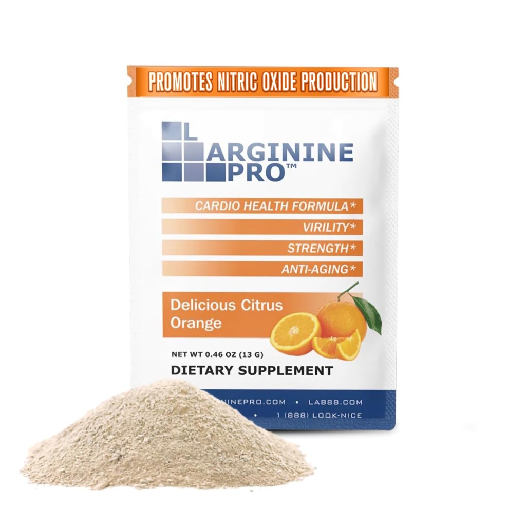 L-ARGININE PRO Supplemento polvere | 30 Packets Single Serve Travel Size | 5.500mg di L-arginina Plus 1,100mg L-Citrulline, Arancione