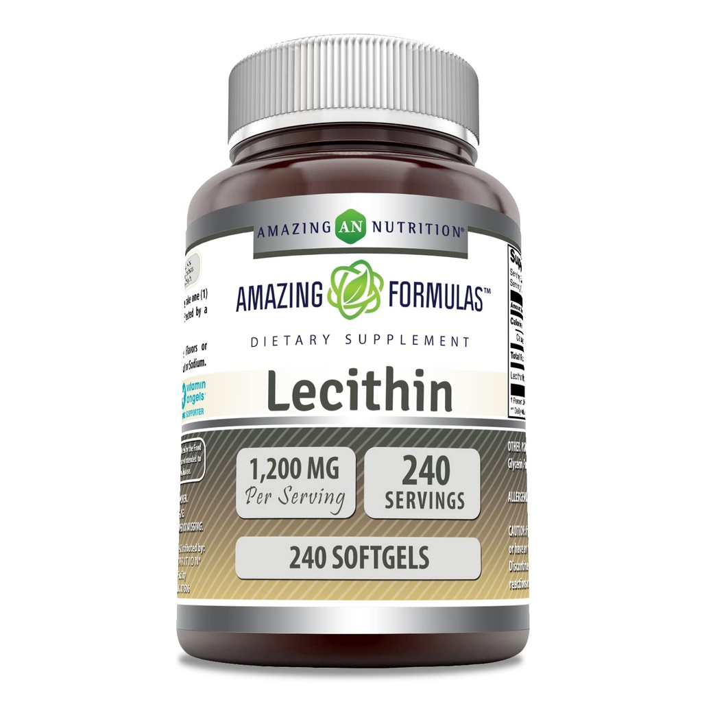 Amazing Formulas Lecithin 1200 Mg | Softgels Supplement | Non OGM | Gluten-Free | Made in USA (1 Pack | 240 Count)