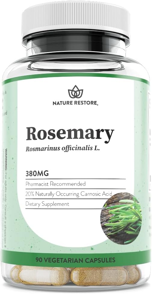 Estratto di rosmarino di ripristino della natura supplemento, standardizzato a 20 acido carnosico per cento, 90 capsule, fabbricato in Stati Uniti, non OGM, senza glutine