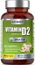 Vegan Intera Vitamina D, 2000 IU (50 mcg), D2, Due Ingredienti (Organico Intero Fungo e Organic Vegan Capsule), Non OGM, Terze Parti Testata, Alimentazione 60 giorni