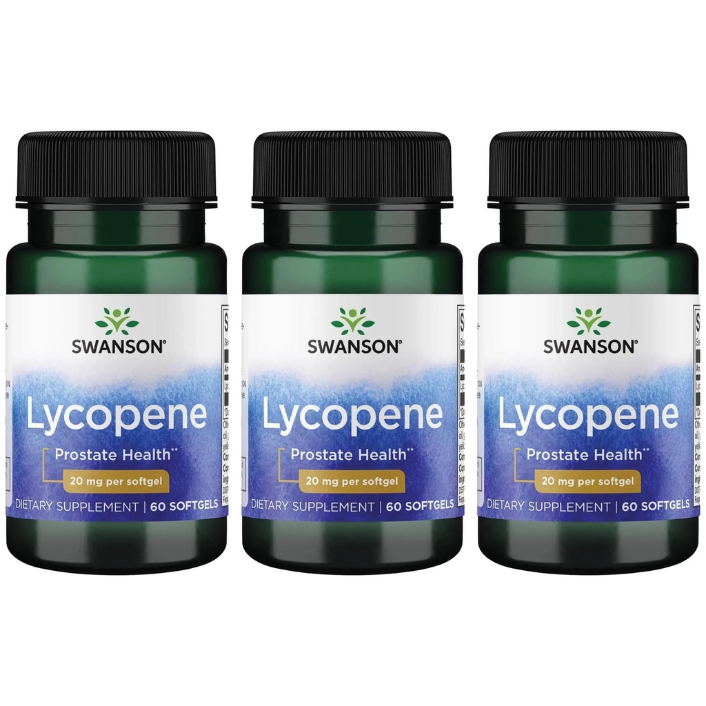 Swanson Lycopene - Supplemento naturale Promuovere la salute della prostata, la salute del cuore, & Supporta la pressione sanguigna all'interno della gamma normale - Mens Health Supplement - (60 Softgels) 3 Pack