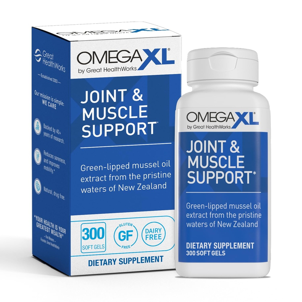Integratore di supporto congiunto OmegaXL - Supporto muscolare naturale, olio di Mussel verde, pillole di gel morbido, senza farmaci, 300 conte