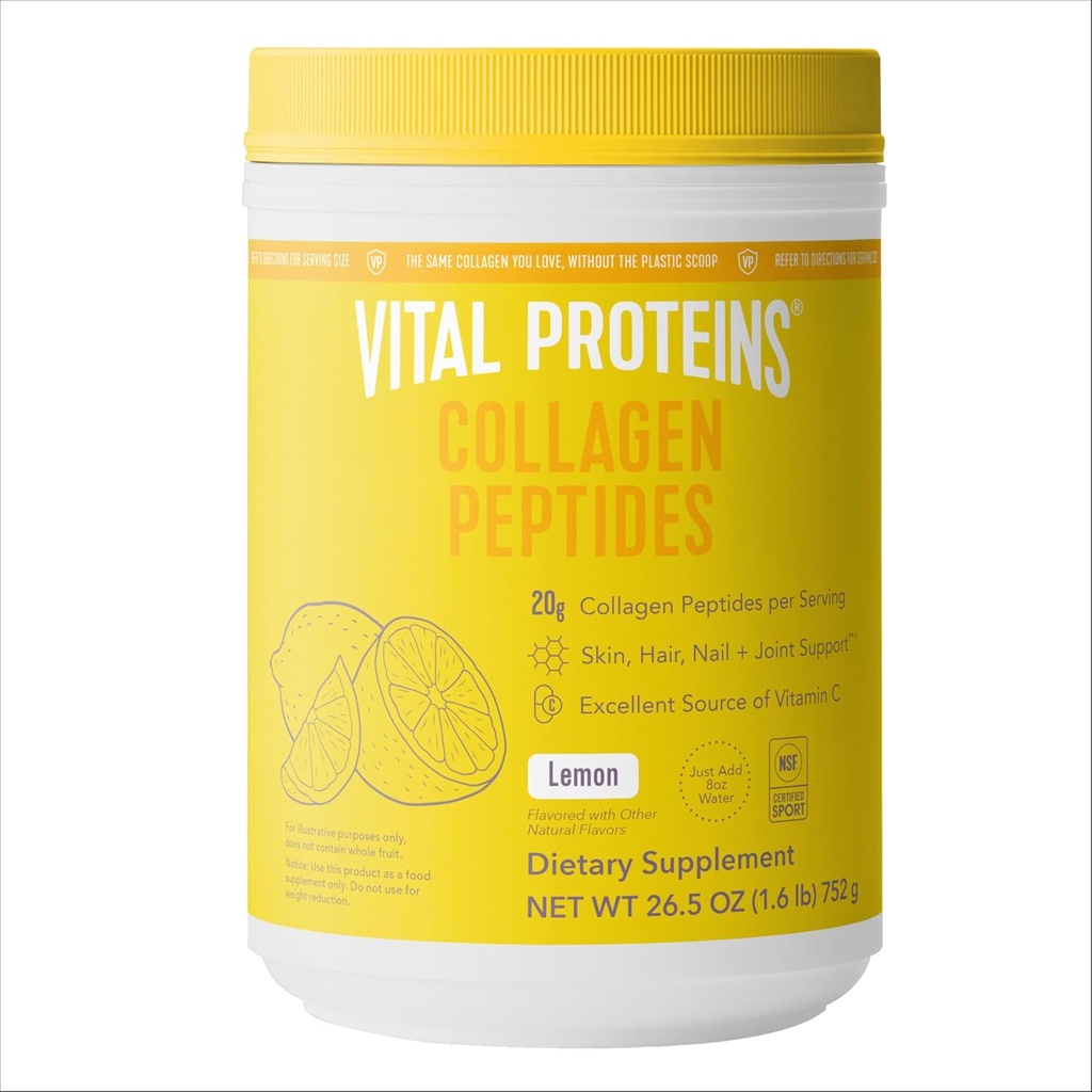 Proteine vitali Collagene Peptidi polvere, promuove capelli, unghie, pelle, ossa e salute comune, limone 26.5 oncia