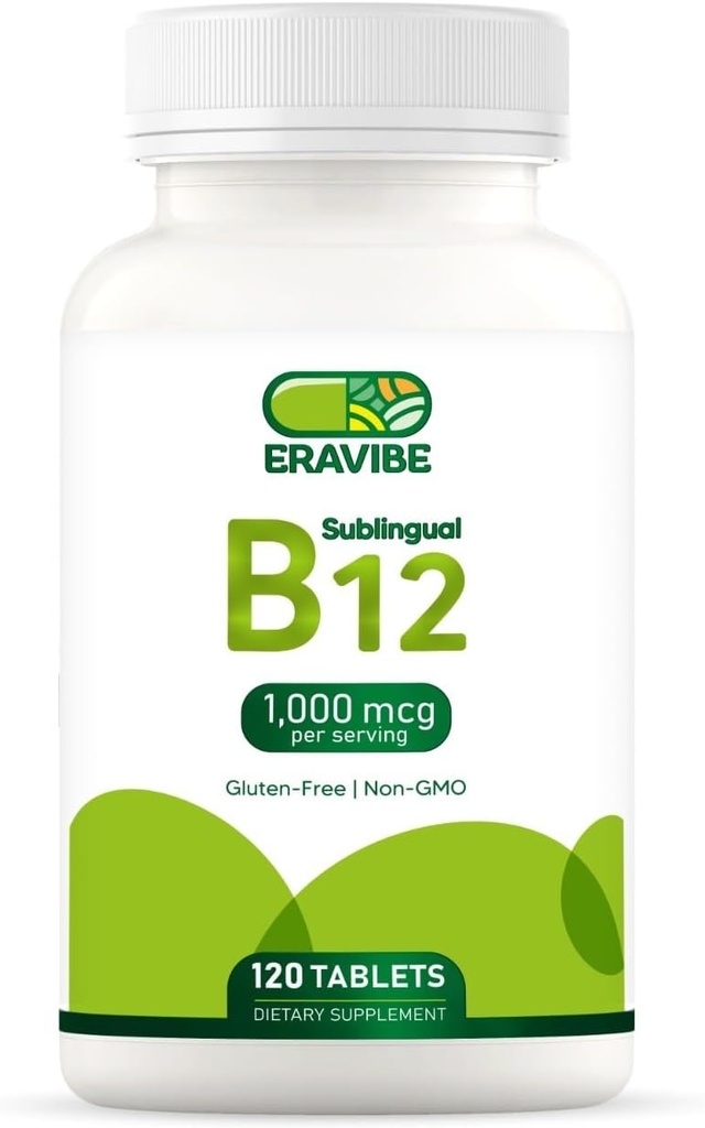Vitamina B12 1000 mcg, 120 compresse, Natural Cherry Flavor, Gluten-Free, Non OGM, Zucchero Libero, Disolvere Veloce
