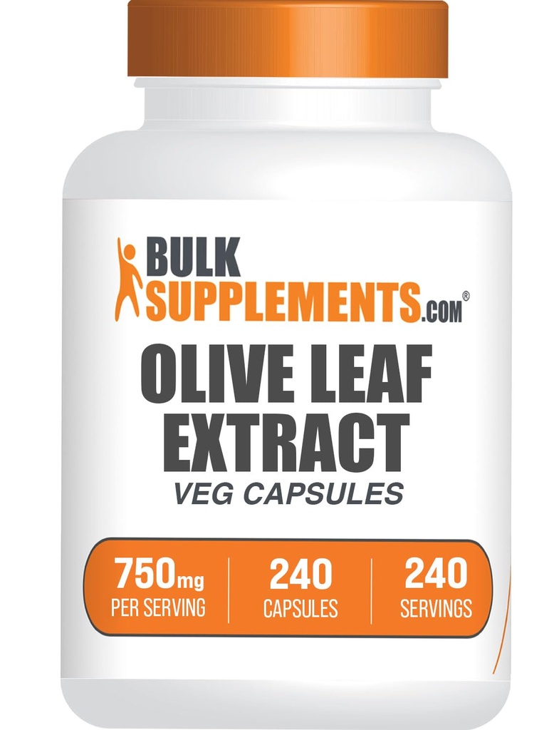 BulkSupplements.com Olive Leaf Extract Capsules - Olive Leaf Supplement, Olive Leaf Capsules - Supporto Immune, Gluten Free, 1 Capsule per Serving, 240 Veg Capsules (Pack of 1)