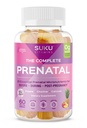 SUKU Prenatal Multivitamin Gummies – Folate, Calcium, Vitamina D3, B12, K2 – Supporto per la gravidanza senza zucchero, vegetariano, senza glutine – Sapore di pesca ananas – 60 Count