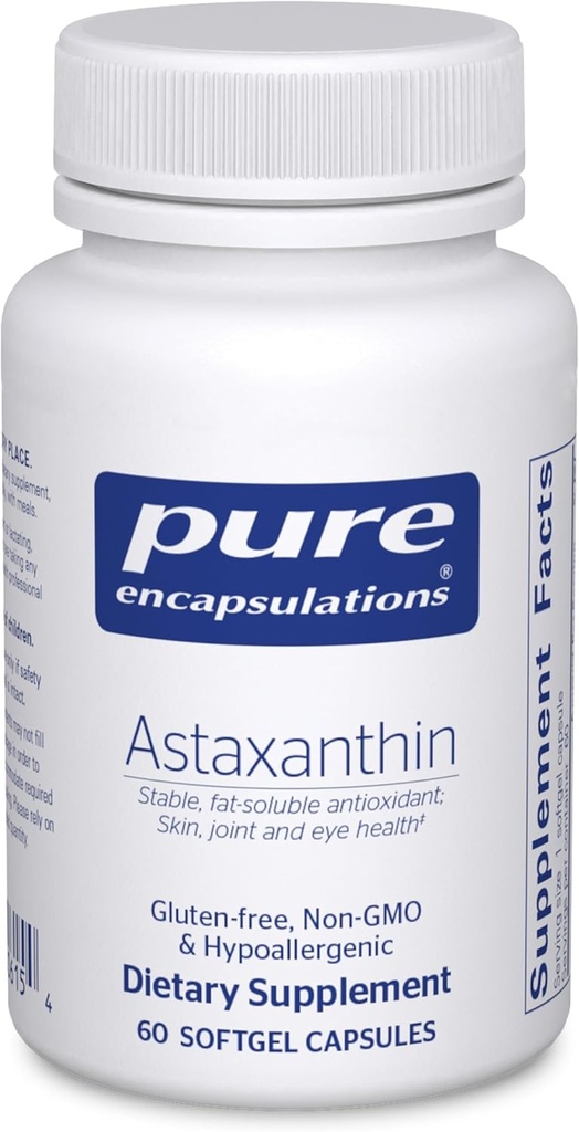 Pure Encapsulations Astaxanthin | Integratore antiossidante per giunti, salute della pelle e dell'occhio e radicali liberi* | 60 capsule di softgel