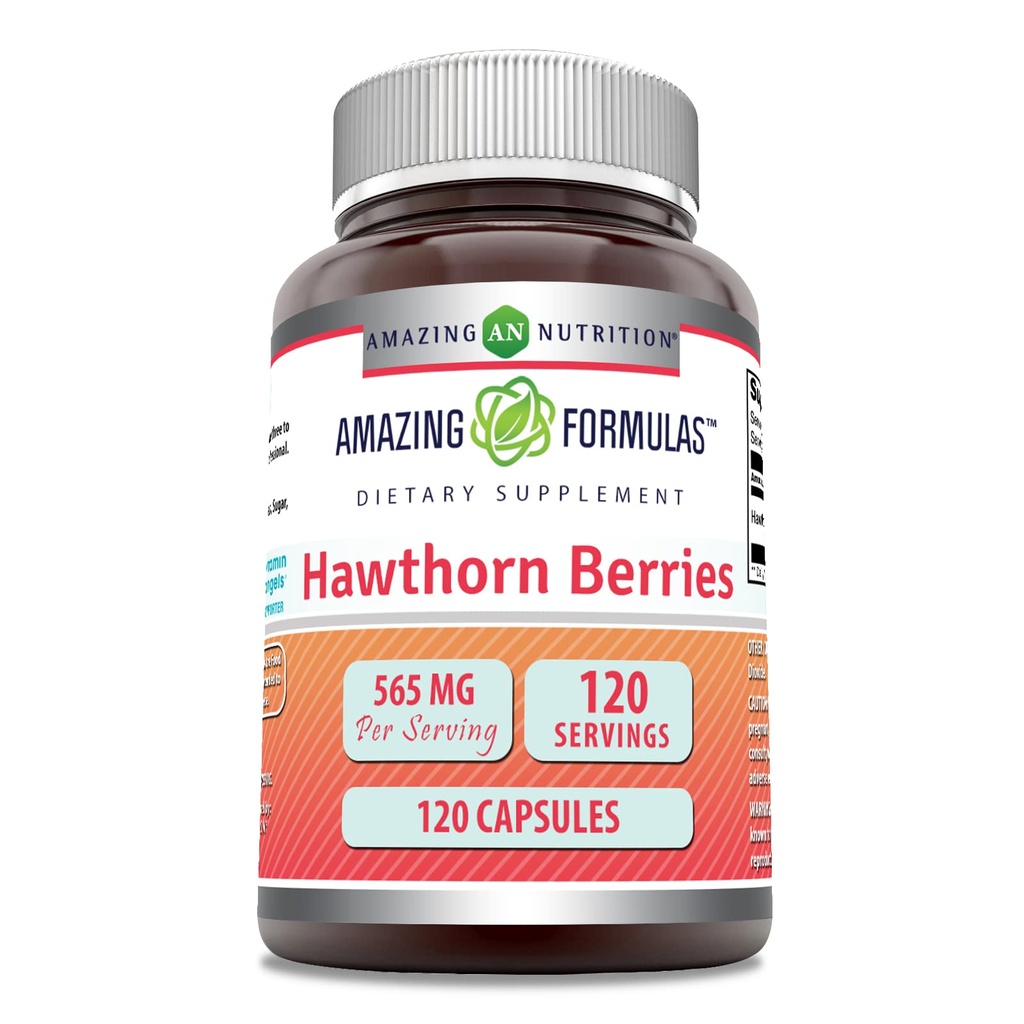 Incredibile Formulas Hawthorn Berries Supplemento | 565 Mg Per Serving | 120 Capsule | Non-GMO | Gluten Free | Made in USA