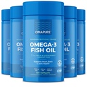Integratori di olio di pesce con omega 3 acidi grassi (5 bottiglia, 120 softgels) - EPA alta, DHA, & IFOS Pillole di olio di pesce sostegno cuore e salute comune - Burpless Fish Oil promuove la funzione del cervello