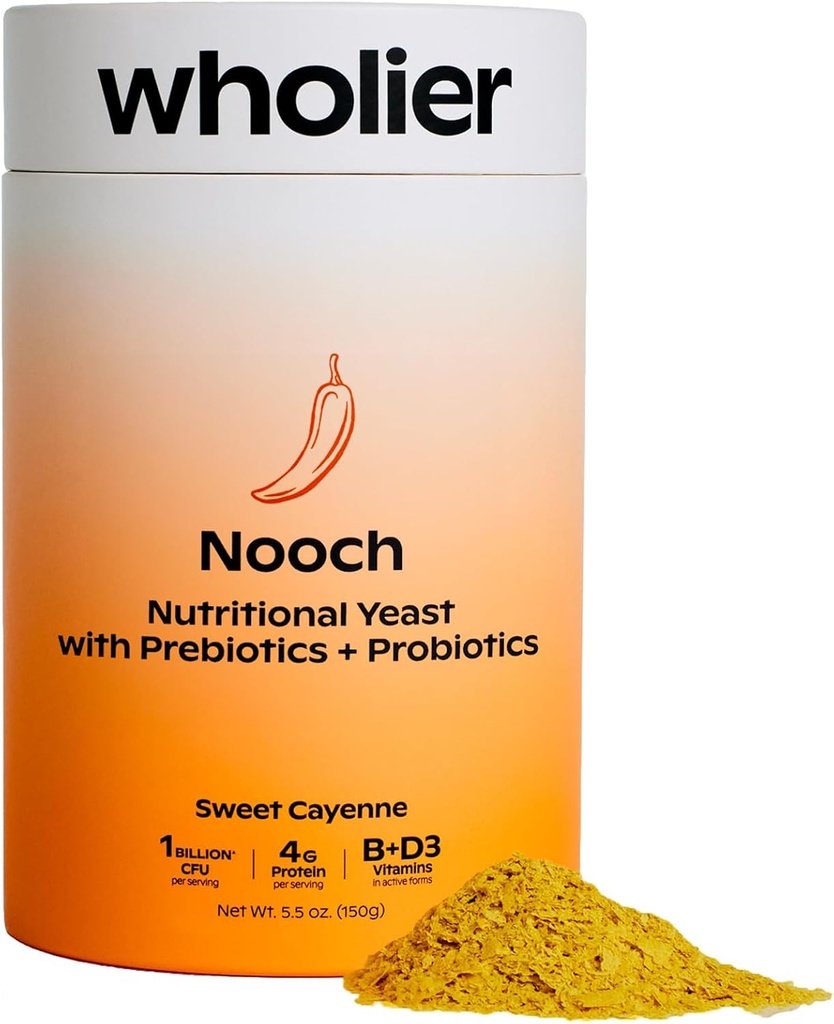 wholier Nutritional Yeast Flakes con Prebiotics & Probiotics per Gut Health. Methylcobalamin Vitamin B12 & Vitamin D3. Vegan Cheesy Condimento. (5.3 oz.) (BBQ Flavor)