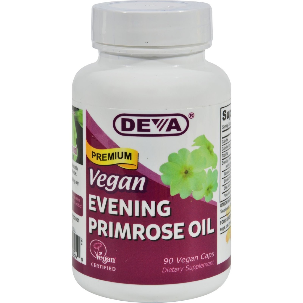 Deva Vegan Sera Olio di Primrose - Non raffinato - Pressato a freddo - Gluten Free - 90 capsule vegane (Pack of 2)