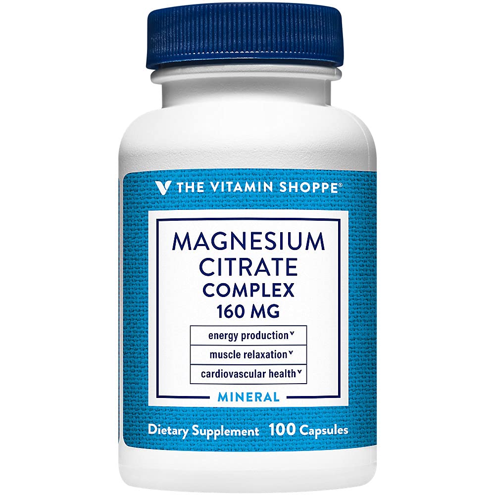 La vitamina Shoppe Magnesium Citrate Complex 160MG, integratore minerale che supporta le ossa, i denti e la produzione di energia (100 capsule)
