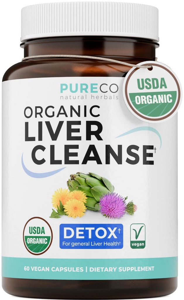 USDA Organic Milk Thistle and Dandelion Root - Silymarin Milk Thistle Liver Detox Cleanse Formula con estratto di carciofo per il supporto completo del fegato - Vegan Non-GMO & Lab verificato (1 mese di fornitura)