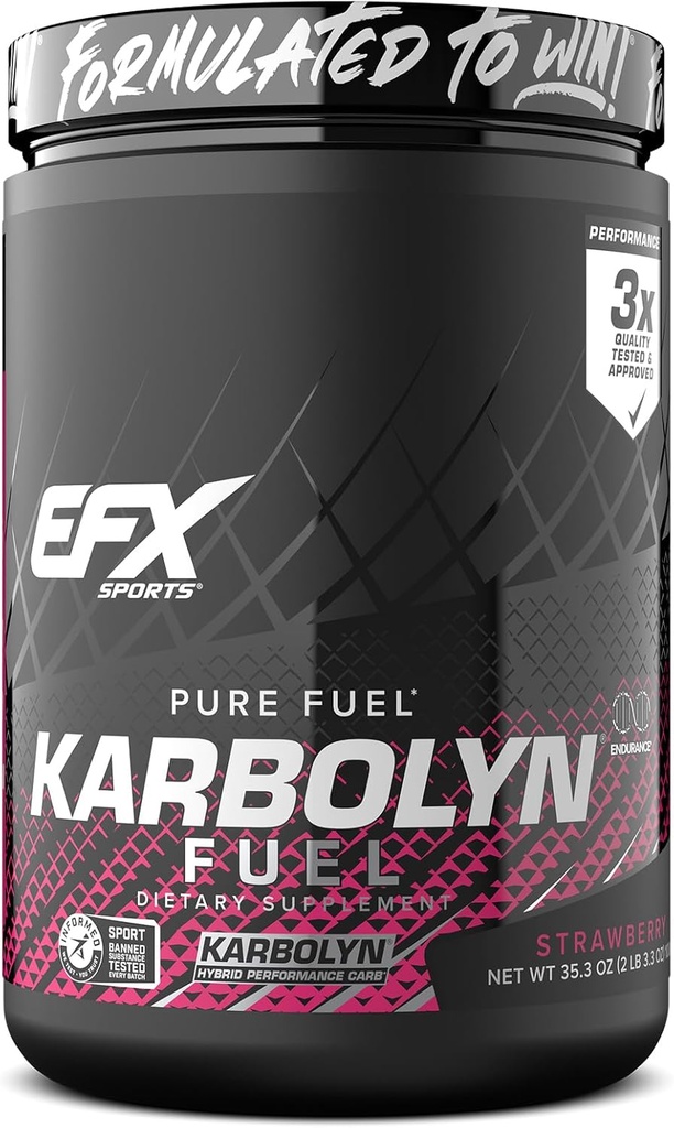 EFX Sports Karbolyn Fuel | Polvere di carboidrati rapida assorbita | Carb Load, Sustain Energy, Quick Recovery | Stimulant Free | 18 Servings (Strawberry)