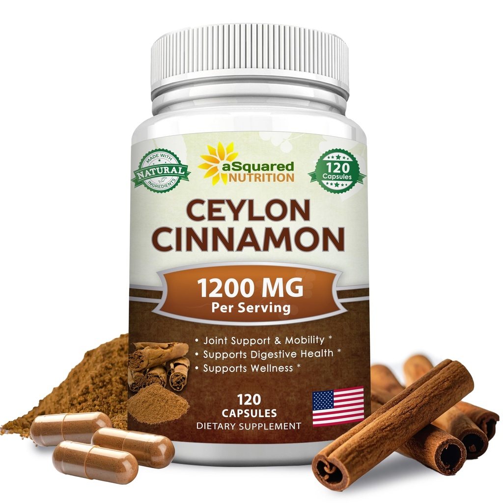Cannella di Ceylon naturale 1200mg - 120 capsule, Vera Cannella da Sri Lanka, pillole di supplemento di Estratto promuove la salute del cuore
