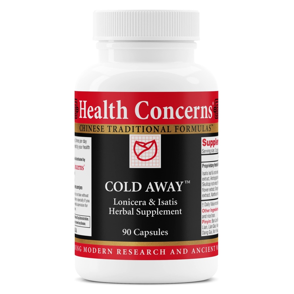Salute Preoccupazioni Cold Away - Supporto Immune & Difesa - Supplemento di vitamina per Cold & Flu Relief - Booster di sistema di immunità - Radice di liquirizia, Dong Quai, Teschio cinese & Andrographis - 90 capsule