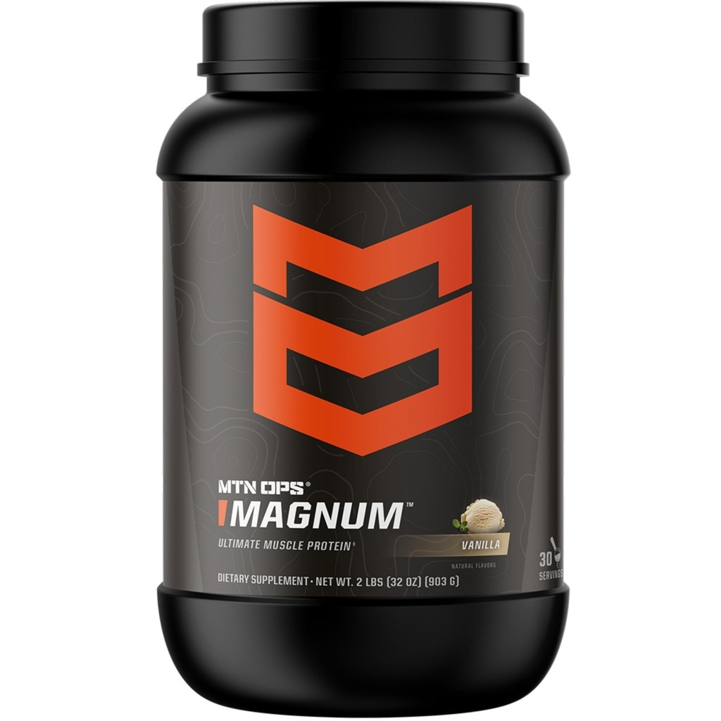 MTN OPS Magnum Vanilla Protein Powder, 23g di Whey Isolate Protein & Milk Protein con BCAA, Zero Sugar & Gluten Free, Vanilla Milkshake, 30-Serving Tub