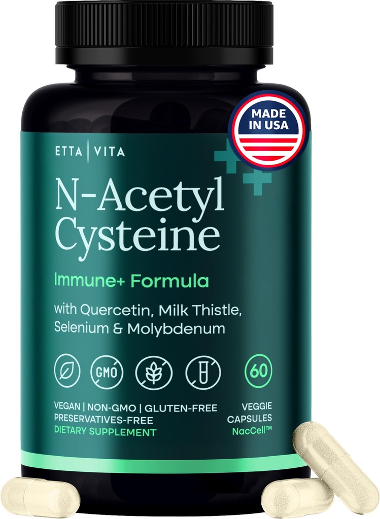 Vegan fegato Detox & Cleanse - NAC Supplemento N-Acetyl Cysteine 600mg con Quercetin, cardo latte, molibdeno e selenio, capsule N-Acetyl-Cysteine per il supporto immunitario | Kit dieta e sistemi