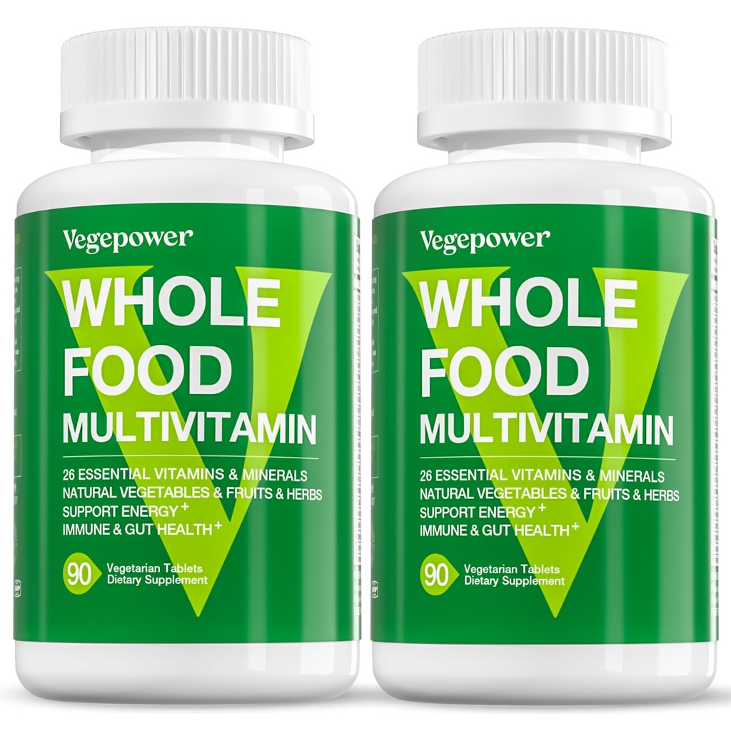 Vegan Whole Food Multivitamin per gli uomini, Multivitamina metilata per gli uomini e le donne, Integratore di frutta e verdura biologica, Miscela di erbe e funghi, Omega vegetali, Tutto Naturale, Non OGM, 180 Conte
