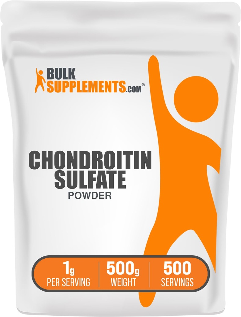 BulkSupplements.com Chondroitin polvere di solfato - Supplemento di solfato di condroitin, per il supporto congiunto - Gluten Free, 1g per porzione, 500g (1.1 lbs) (pacchetto di 1)
