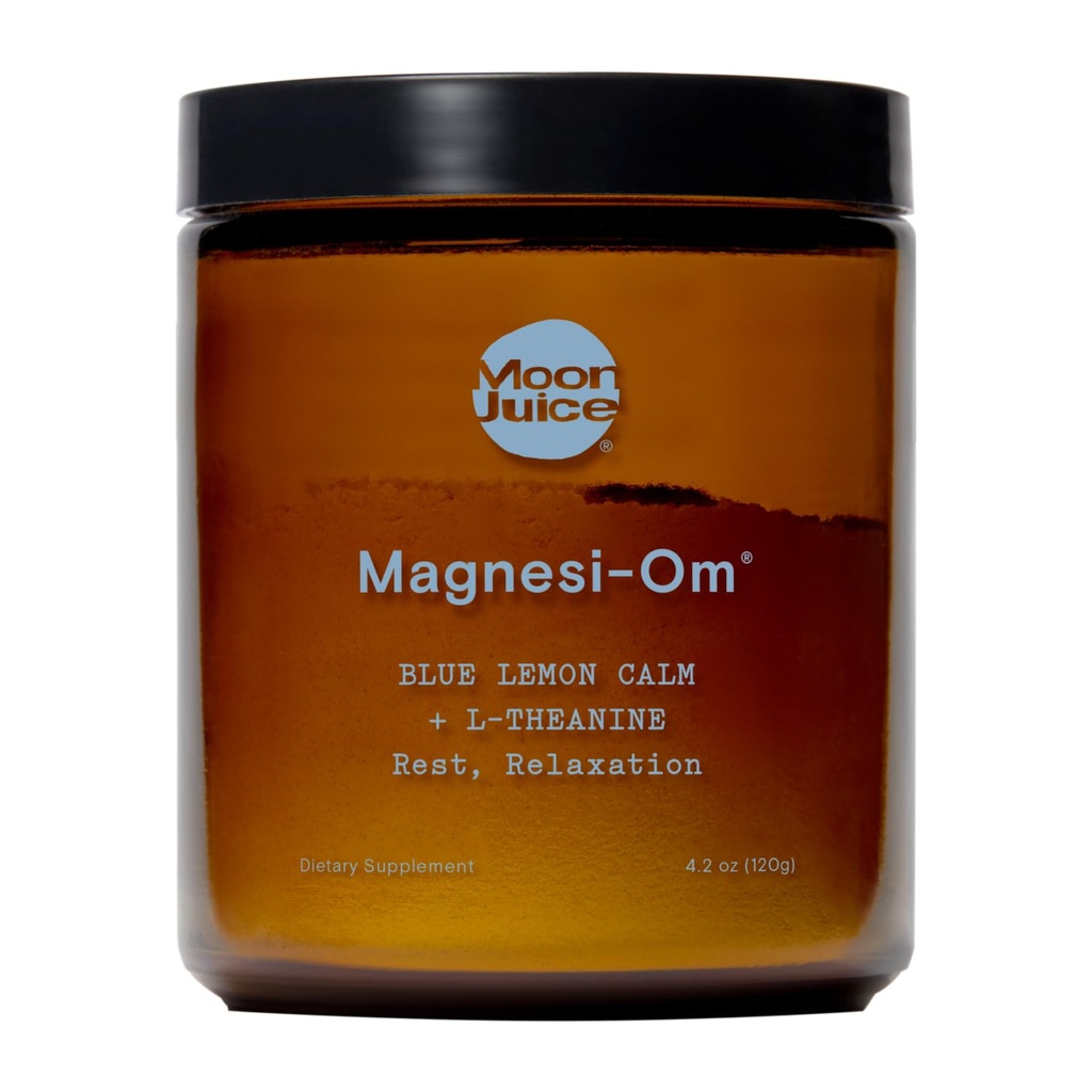 Moon Juice Magnesi-Om Magnesium Powder Supplement - Chelated Magnesium Complex + L-Theanine Blend for Rest, Relax & Regolarità - Vegan, Non-GMO & No Sugar, Blue Lemon, 3.7 oz, 30 Sevings