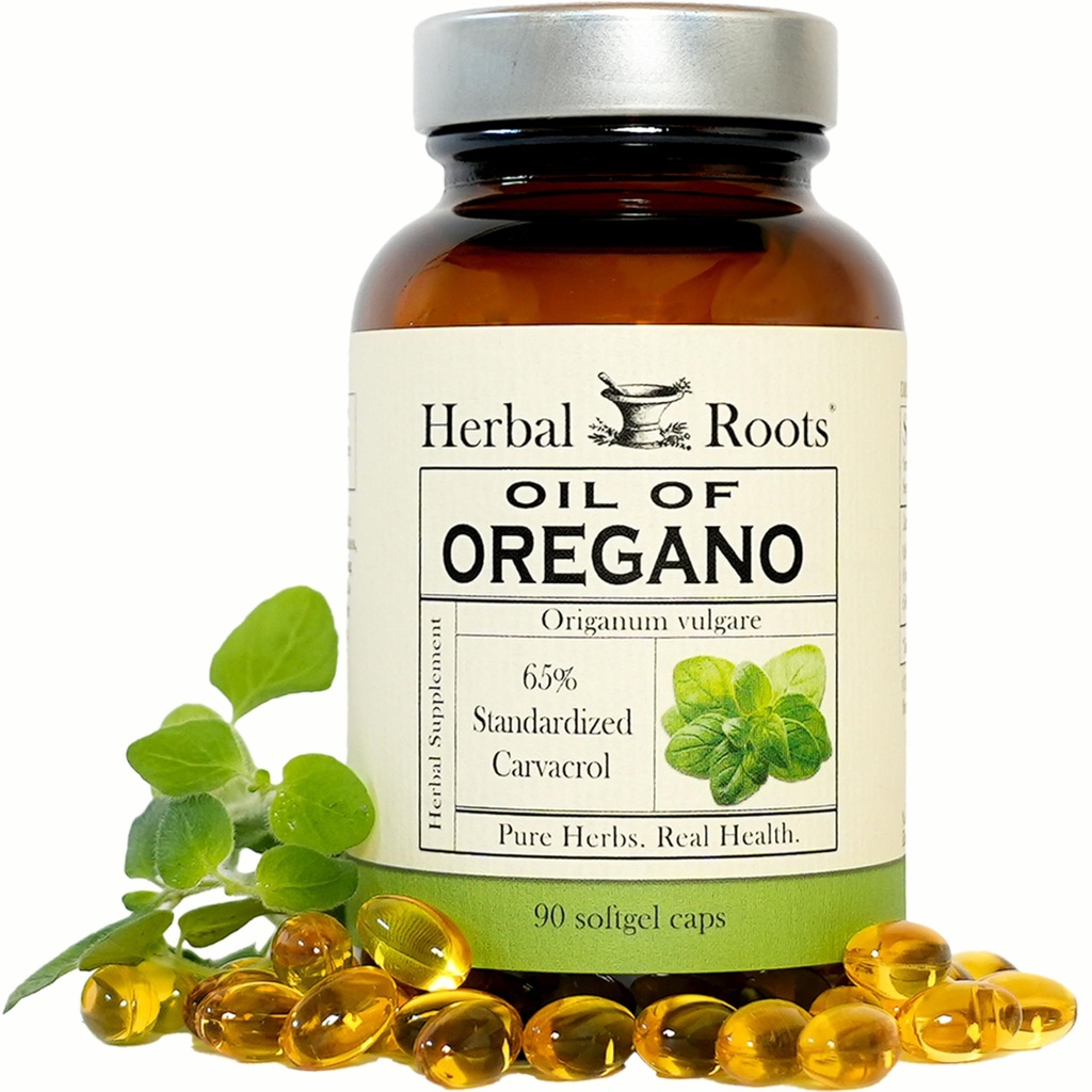 Radici di erbe Olio d'Origano - Realizzato in Olio d'Origano Mediterraneo - 90 Facile da ingoiare Softgel Capsule - Extra Forza 150mg