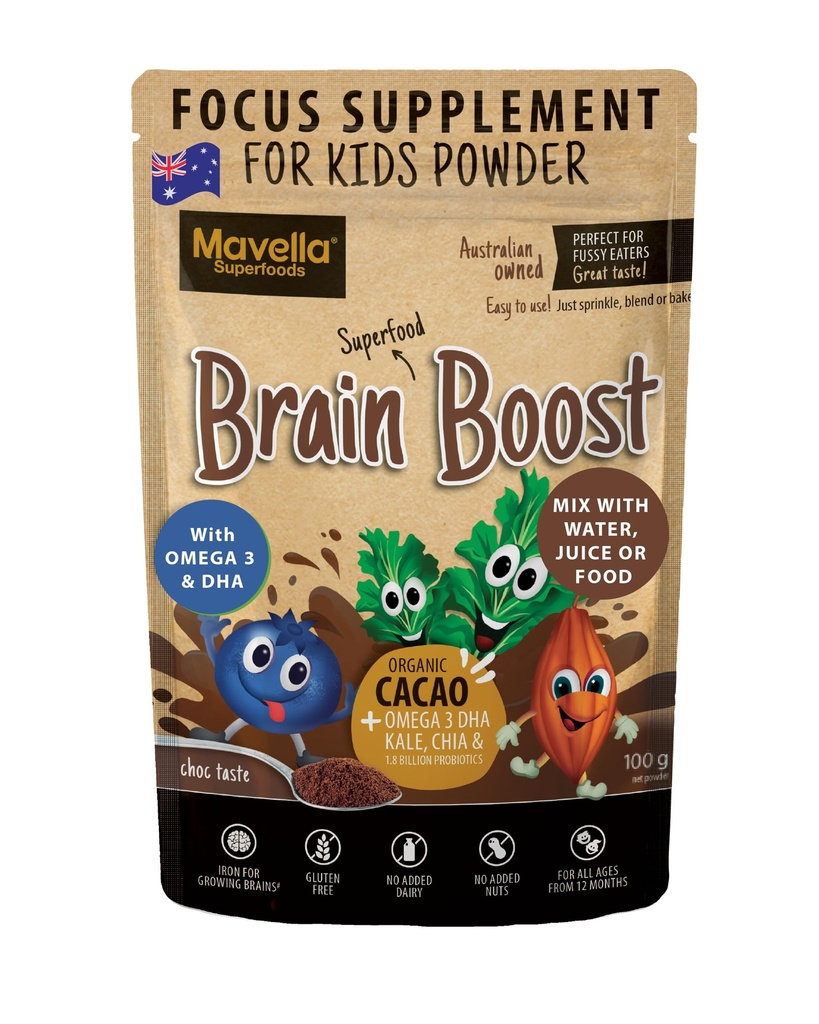 Integratore di messa a fuoco per bambini Brain Boost - Omega-3 DHA Flaxseed Natural Focus & Attenzione Supplemento per i bambini con Attenzione Challenge Support Kids Focus Vitamins 3.52oz (100g)