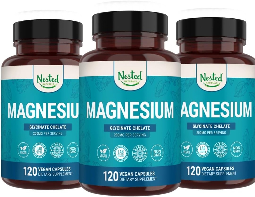Chelato | Magnesio Integratore di Magnesio per Crampe Muscolo, Rilassamento, & Sleep Support | 100% Chelated Albion TRACCS Buffered Magnesium Glycinate 200mg | (3-Pack)