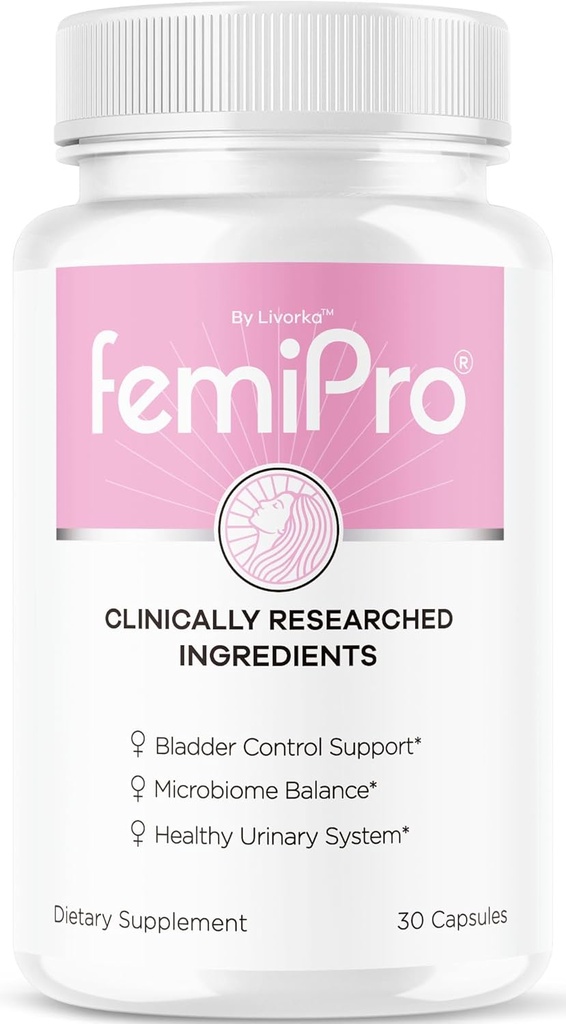 Pillole di controllo della vescica LIVORKA FemiPro - Capsule FemiPro originali, Supplemento di supporto per il controllo della vescica FemiPro, pillole Probitic FemiPro per la salute generale e il benessere Recensioni, 30 capsule per 1 mese