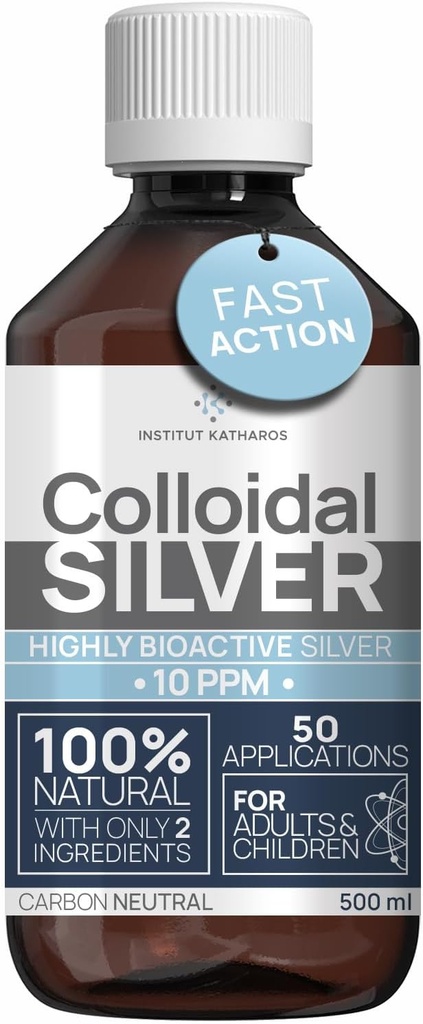 Liquido d'Argento Colloidale 8 fl oz 10 PPM - Acqua d'Argento Bioattivo - Sostegno Immune Naturale Soluzione Integratore Nano Sol - Minerali Ionica di Qualità - Argento Strutturato Organico