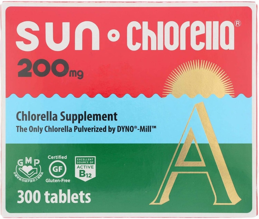 SUN CHLORELLA - Supplemento clorella, Compresse ricche di vitamina e vegane (200 Mg - 300 ct)